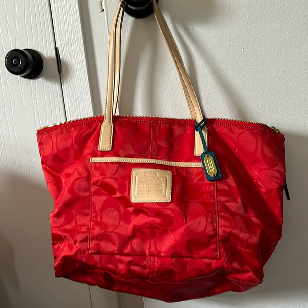 Red Coach Fabric purse. Gently used